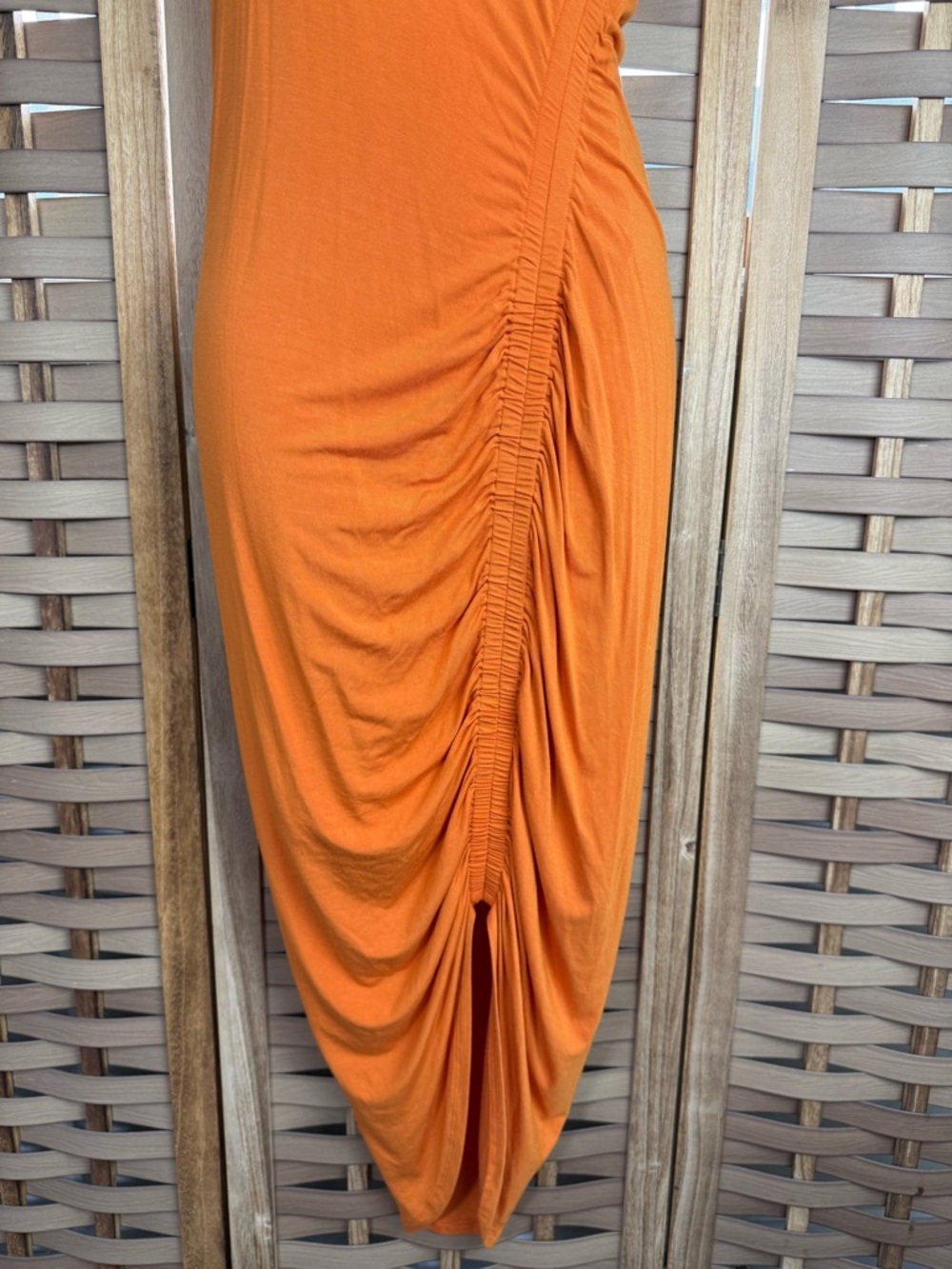 VERONICA BEARD Orange Sleeveless Ruched Midi / Maxi Dress - Picture 4 of 10